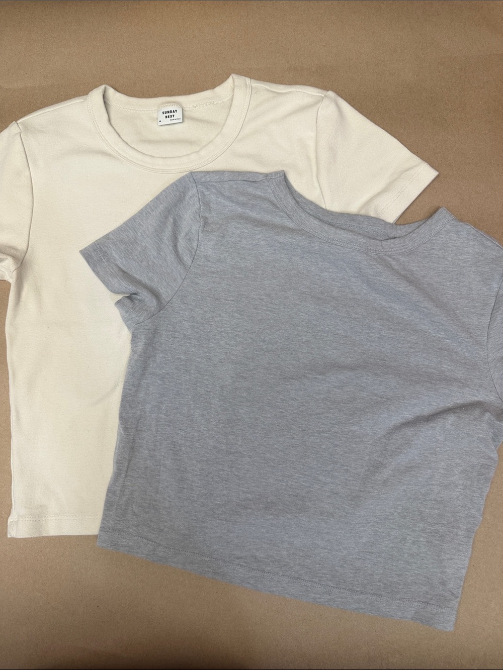 Sunday Best Short-Sleeve Tee Duo - Cream & Light Gray